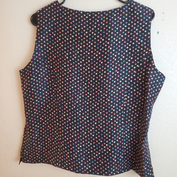 Anne Carson Polka Dot Sleeveless Tank Shell Top Size 14 - Picture 2 of 3